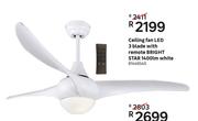 Bright Star 1400lm White Ceiling Fan LED 3 Blade With Remote