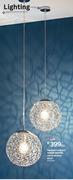 Inspire Metal Chrome Dia 30 E27 1 x 60W Pendant Lamp-Each