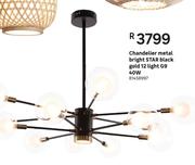 Bright Star Black Gold 12 Light G9 40W Chandelier (Metal)