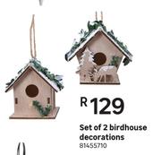Set Of 2 Birdhouse Decorations
