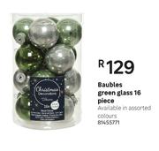 Baubles Green Glass (16 Peice)