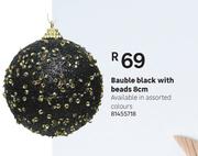 Bauble Black With Beads (8cm)