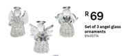 Set Of 3 Angel Glass Ornaments