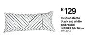 Inspire Alecto Black And White Cushion (Embroidred) 30 x 70cm