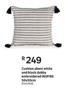 Inspire Abeni Cushion (White And Black Dobby Embroidered) 50 x 50cm