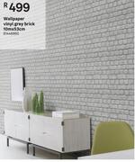Wallpaper Vinyl Grey Brick 10m x 53cm