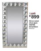Inspire Mirror (Metal Silver Glam) 63.5 X 116cm