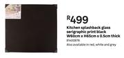 Kitchen Splashback Glass Serigraphic Print (Black) W60cm x H65cm x 0.5cm Thick