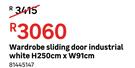 Wardrobe Sliding Door Industrial (White) H 250cm x W 91cm