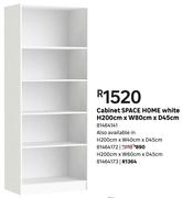 Space Home Cabinet (White) H 200cm x W 80cm x D 45cm