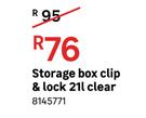 Contour Clip & Lock Storage Box (Clear) 21Ltr