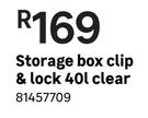 Contour Clip & Lock Storage Box (Clear) 40Ltr
