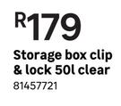 Contour Clip & Lock Storage Box (Clear) 50Ltr