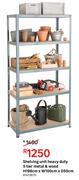 Shelving Unit Heavy Duty 5 Tier (Metal & Wood) H 196cm x W 100cm x D 50cm