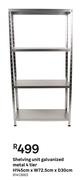 Shelving Unit (Galvanized Metal) 4 Tier H 145cm x W 72.5cm x D 30cm