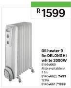 Delonghi 12 Fin 2000W White Oil Heater