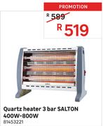 Salton 400W-800W 3 Bar Quartz Heater