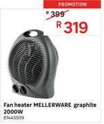 Mellerware Graphite 2000W Fan Heater