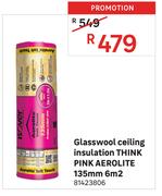 Aerolite 135mm 6Sqm Think Pink Glasswool Ceiling Insulation