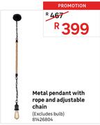 Metal Pendant With Rope & Adjustable Chain