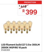 Inspire 10 Pack 2000K 300LM 3.5W E27 LED Filament Bulb