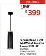 Inspire Iron & Wood GU10 1 x 42W Dis 7.5cm Pendant Lamp