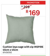 Inspire Leya Sage Cushion With Zip 45cm x 45cm 