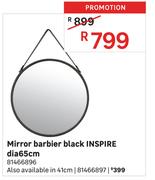 Inspire Black Barbier Mirror Dia 65cm