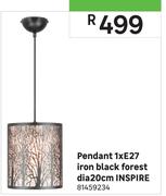 Inspire 1 x E27 Iron Black Forest Pendant Dia 20cm