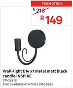 Inspire Metal Matt Black Candle Wall Light E14 x 1