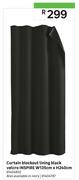 Inspire Velcro Black Lining Blockout Curtain W135cm x H240cm