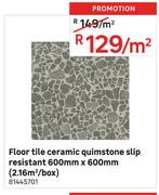 Floor Tile Ceramic Quimstone Slip Reistant 600mm x 600mm-Per Sqm