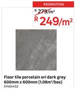 Floor Tile Porcelain Ori Dark Grey (1.08 Sqm/Box)-600mm x 600mm Per Sqm