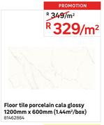 Floor Tile Porcelain Cala Glossy (1.44 Sqm/Box)-1200mm x 600mm Per Sqm