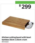 Kitchen Cutting Board With Bowl Bamboo 35cm x 25cm x 4cm