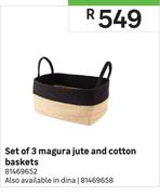Set Of 3 Magura Jute & Cotton Baskets