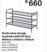 Spaceo Ibiza Stackable Studio Shoe Storage W90cm x D35cm x H55cm