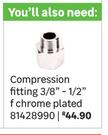 Compression Fitting 3/8"-1/2" F Chrome Plated