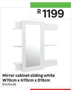 Mirror Cabinet Sliding White W70cm x H70cm x D15cm