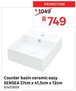 Sensea Ceramic Easy Counter Basin 37cm x 41.5cm x 12cm