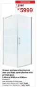 Shower Enclosure Remix Pivot Door & Fixed Panel Chrome With Chrome Trim L90cm x W90cm x H195cm