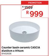 Cascia Ceramic Counter Basin Dia 40cm x H14cm