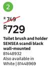 Sensea Scandi Black Wall Mounted Toilet Brush & Holder