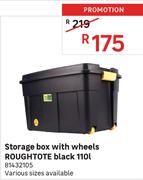 Roughtote Black Storage Box With Wheels-110L