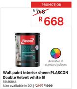 Plascon Double Velvet White Interior Sheen Wall Paint-20L