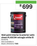 Plascon Velvaglo White Satin Sheen Interior & Exterior Wall Paint-5L
