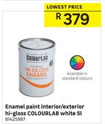 Colourlab White Hi-Gloss Interior/Exterior Enamel Paint-5L