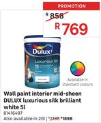 Dulux Luxurious Silk Brilliant White Mid Sheen Interior Wall Paint-5L