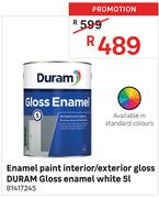 Duram Gloss Enamel White Gloss Interior/Exterior Enamel Paint-5L