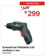 Fragram 3.6V Cordless Li-Ion Screwdriver